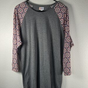LuLaRoe Gray Top with Pink Accents